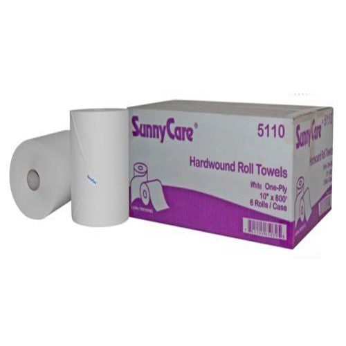 1-Ply Hardwound Paper Towel Roll 10''x800', White (6 Rolls)