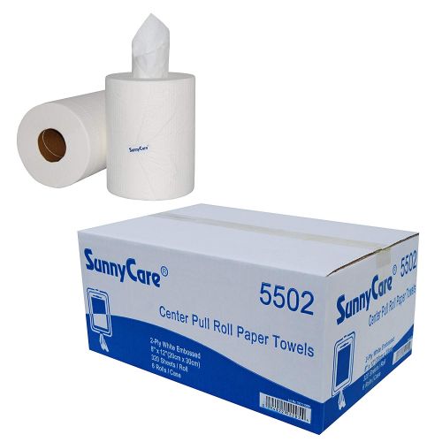 2-Ply Centerpull Paper Towel Roll 8''x12'', 320 Sheets, White (6 Rolls)