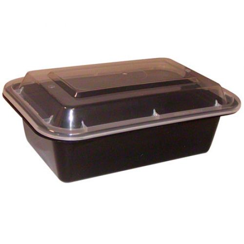 black rectangular 5 compartment microwavable lunch