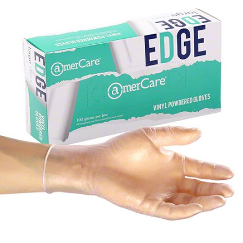AmerCare Vinyl Gloves Powdered Small Pack 10 / 100 cs