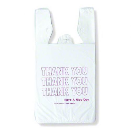 1/6 BBL ''Thank You'' T-Shirt Bag 11.5''x6.5'' 12.5mic, White (1000 Per Case)
