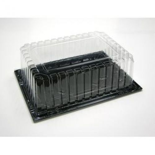 1/4 Sheet Cake Container Black Base Shallow Dome