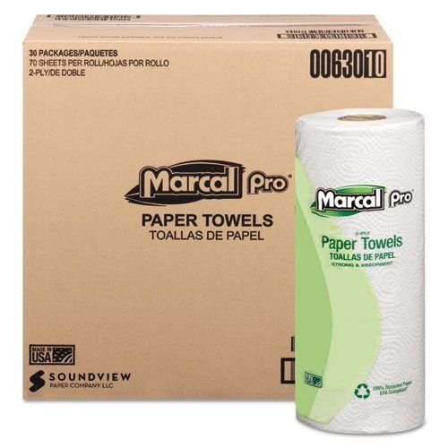 2-Ply Kitchen Paper Towel Roll 11''x9'', 70 Sheets, White (30 Rolls)
