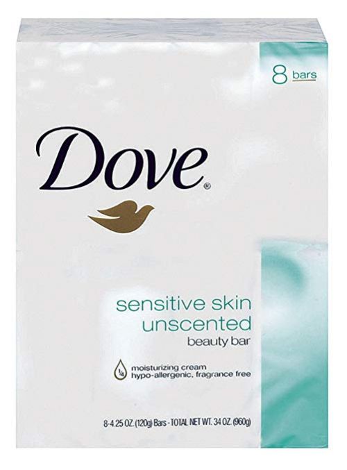 Dove Sensitive Bar Soap 4oz Pack 9 / 8 packs