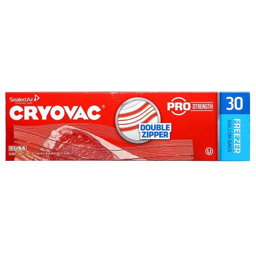 Cryovac Resealable Freezer Bags Gallon Retail 30 Count Pack 9 / cs