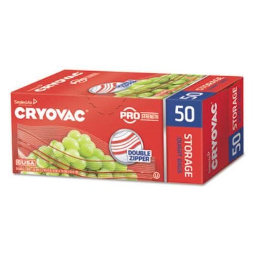 Cryovac Resealable Storage Bags Quart Retail 50 Count Pack 9 / cs