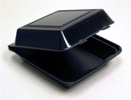 Two Tab Conventional Foam Container Black 1 Compartment 9''x9''