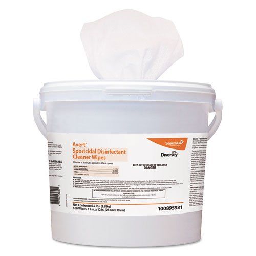 Sporicidal Disinfecting Wipes Bucket 14''x15'', White (160 Per Bucket, 4 Buckets)