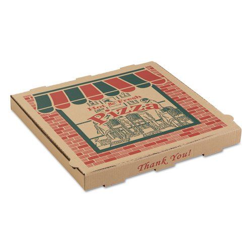 Westrock 10"x 10"x 2" Pizza Box B-Flute MI Fresh & Hot Stock Print White/Kraft Pack 50