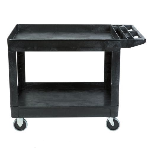 Utility Cart With 2 Lipped Shelves Black Medium, Capacity 500 lb, 9-1/8''x46''x26-1/2''