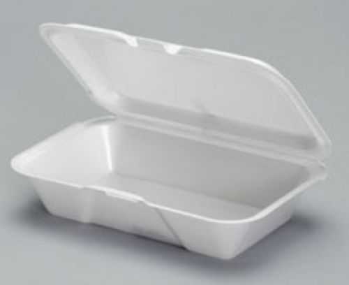 Small Shallow 1-Compartment Foam Container 8.25''x5.19''x2'', White, 125/Pack