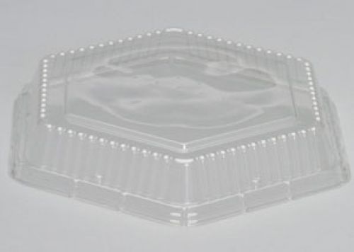 APET Hexagon Plastic Lid 10.56''x1.78'', Clear, 100/Pack