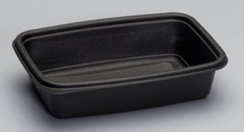 32 oz. Microwaveable Container Base 8.75''x6.13''x2'', Black, 75/Pack