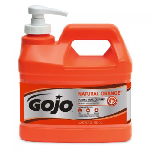 Gojo Natural Orange Pumice Hand Cleaner 1/2 Gallon With Pump Orange Citrus Pack 4 / cs