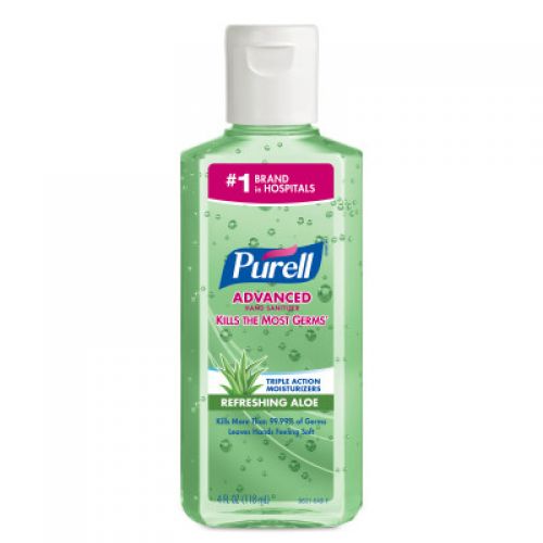 Purell Instant Hand Sanitizer Aloe 4 oz Bottle With Flip Cap Clear Pack 24 / cs