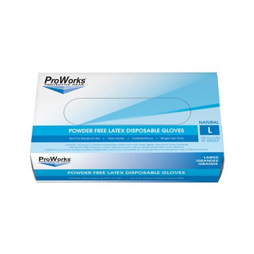 Hospeco Latex General Purpose Gloves Large - Powder Free Pack 10 / 100 cs