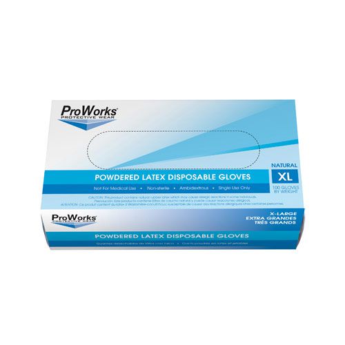 Hospeco Industrial Powdered Latex Gloves X Large Pack 10 / 100 cs