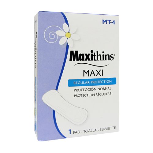 Maxithins Maxi Pads Regular Absorbency #4 Box Pack 250 / cs