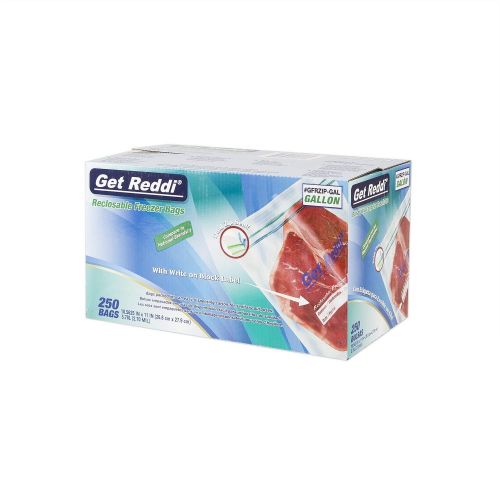 1 Gal. Low Density ''Get Reddi'' Reclosable Double Zipper Freezer Bag 10.56''x11'' 2.7mil, Clear (250 Per Case)
