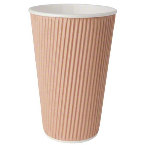 Imex 16 oz Ripple Paper Hot Cup Kraft Pack 20 / 25