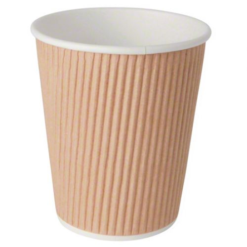 Imex 8oz Ripple Paper Hot Cup Kraft Pack 20 / 25