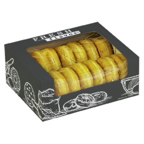 Inno-Pak 10x8x4 Donut Carton With Window .016 SBS "Fresh Flavor" Print Pack 100 / cs