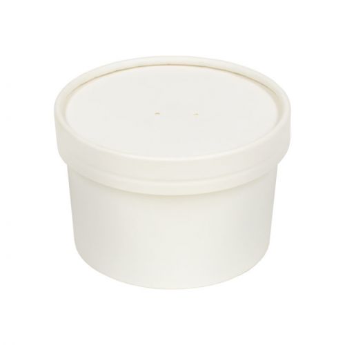 Inno-Pak 16oz Squat Soup Cup With Paper Lid White Combo Pack Pack 250 / 250