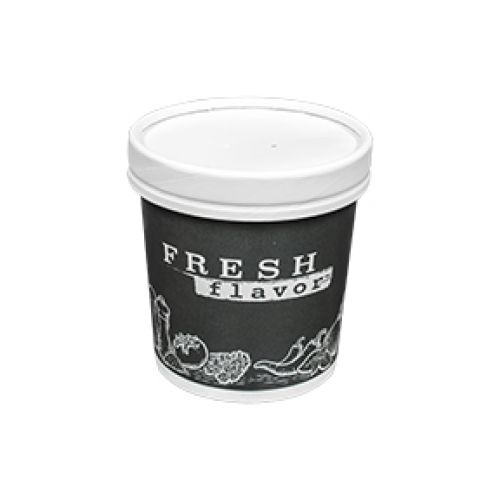 Inno-Pak 16ozTall Soup Cup With Black Paper Lid Fresh Flavor Print Combo Pack Pack 250 / 250