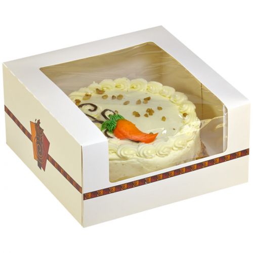 Inno-Pak 8X8X4 Cake Carton With Window .016 SBS 3-Color Print"Harvest" Pack 100