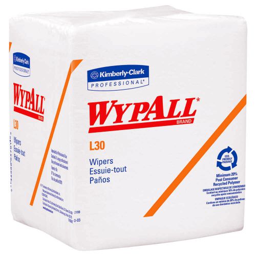 L30 1/4 All-Purpose Wipers 12.5''x12'', Pack, White (90 Per Pack, 12 Packs)