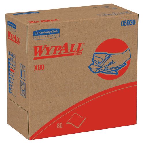 X80 General Purpose Wipers 9.1''x16.8'', Pop-Up Box, Red (80 Per Box, 5 Boxes)