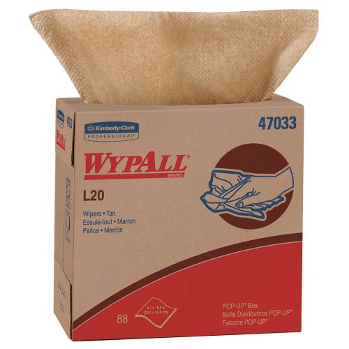 L20 General Purpose Towel Wipers 9.1''x16.8'', Pop-Up Box, Tan (88 Per Box, 10 Boxes)