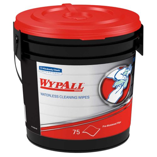 Waterless Cleaning Wipers 9.5''x12'', Bucket, White (75 Per Bucket, 6 Buckets)