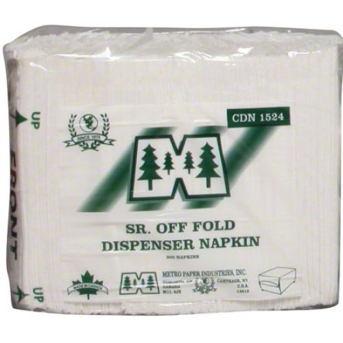 1/6 Fold 1-Ply Full Size Offold Dispenser Napkins 12''x17'', Pack, White (300 Per Pack, 20 Packs)