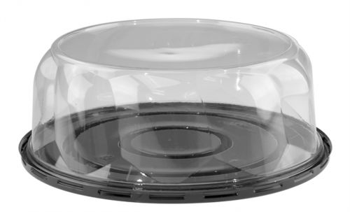Tall Swirl Cake Dome & Base Clear / Black 3.5'' Tallx8'' Diam.