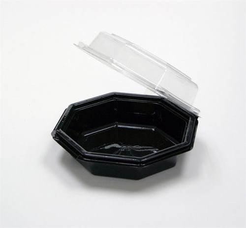 Black/Clear Octagon Clamshell 6-1/2''ODx2-5/8'' Tall - Holds