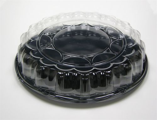 16'' Black Flat Tray With Dome