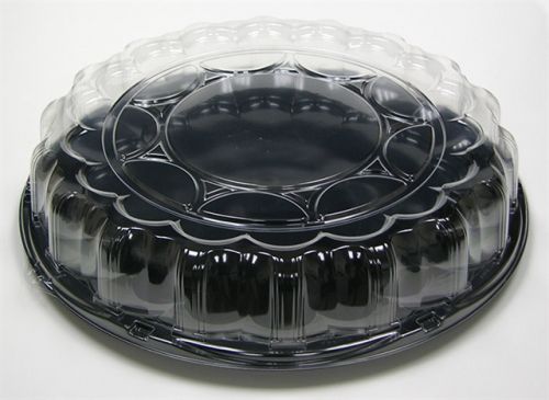 18'' Black Flat Tray With Dome