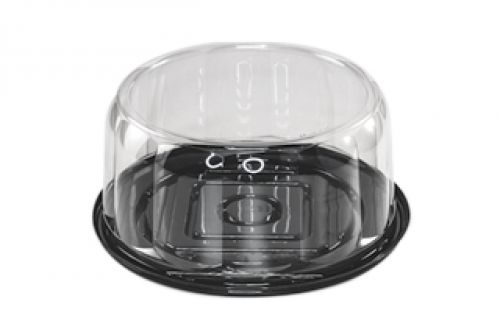 APET Black Base RoseDome Cake Cont for 10''-11'' Cake - 5.75'' Clear Dome