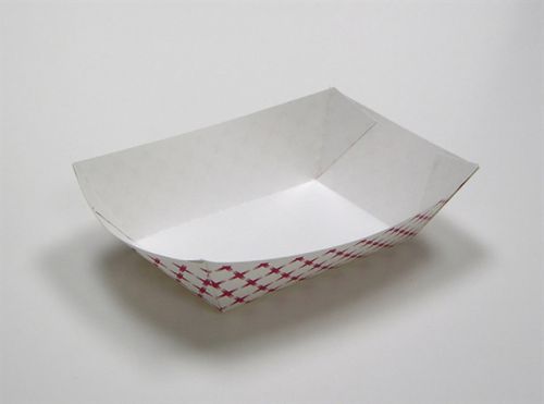 1 LB Basketweave Tray White / Red 5.80''x3.61''x1.62''