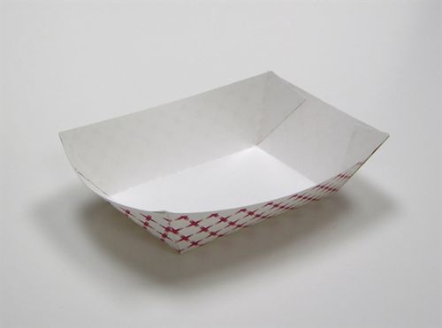 25 LB Basketweave Tray White / Red 6.91''x4.53''x2.00''