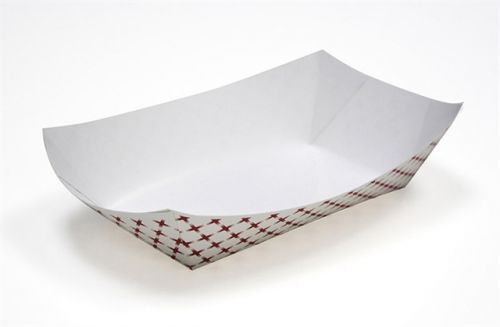3 LB Basketweave Tray White / Red 7.68''x4.90''x2.18''