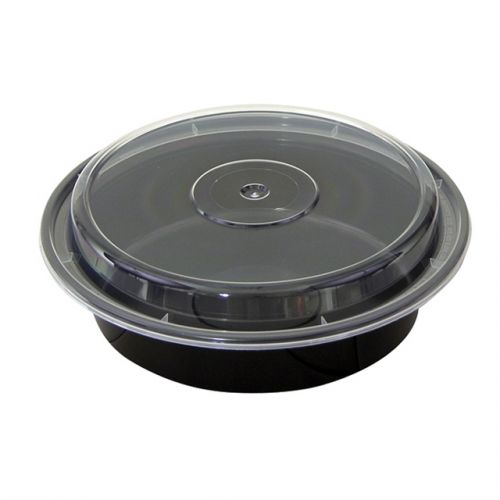 24oz Round Versa Container Black Base With Clear Lid