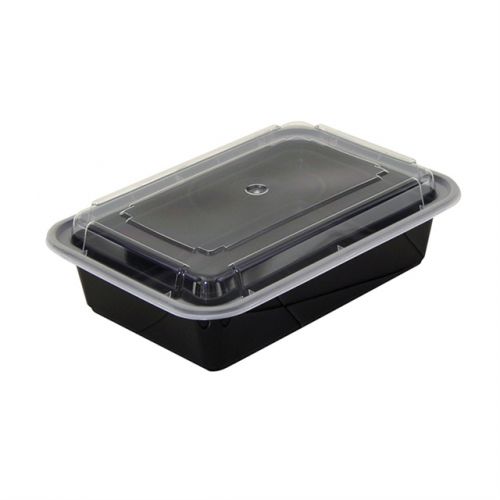 38oz Versa Container Black Base 6''x8.5''x2'' With Clear Lid
