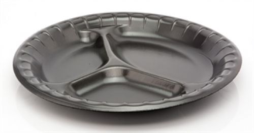 10.25'' Black Laminated Plate 3 Compartment
