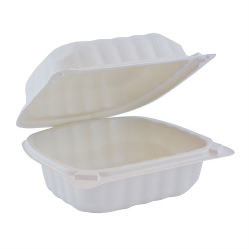 6''x6''x3'' 1-Compt Hinged Lid Container Talc-Filled Polyprop