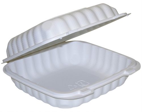 8''x8''x3'' 1-Compt Hinged Lid Container Talc-Filled Polyprop