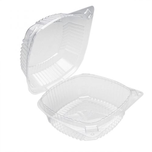 5-3/4''x6''x3'' Clear 20oz Hinged 1-Compt Container