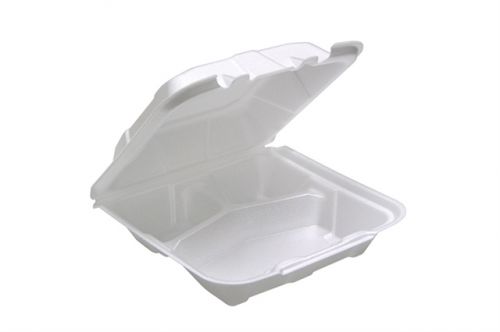 8''x8''x3'' 3 Compartment Hinged Foam Container