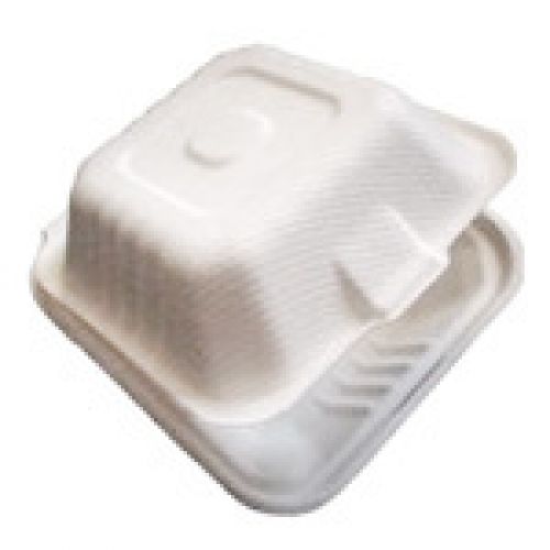 PrimeWare Hinged Container Molded Fiber 6x6x3 Pack 4/125